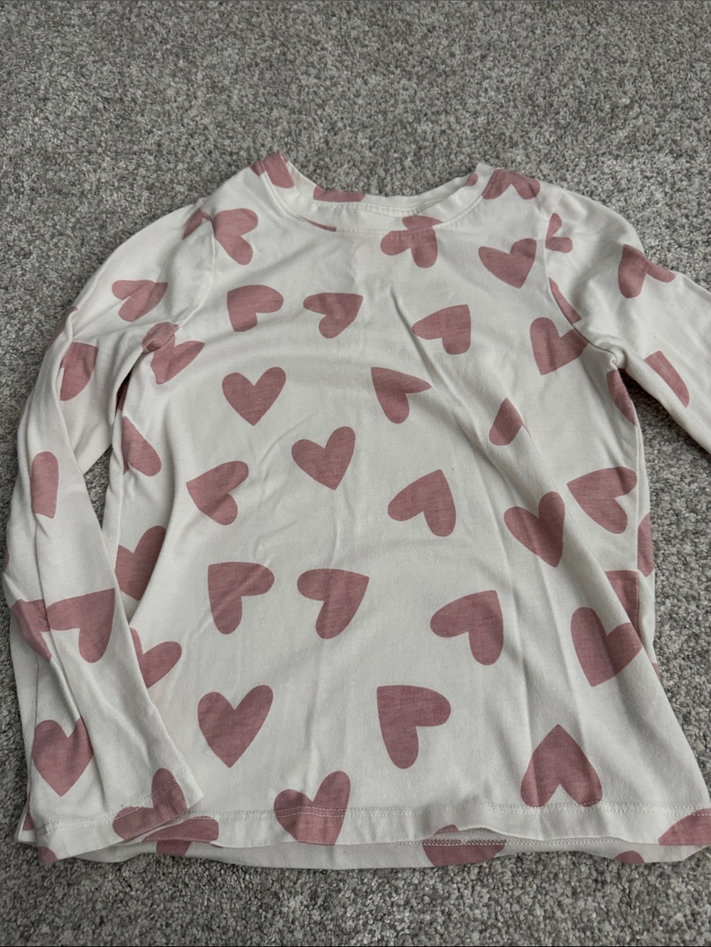 Cat & Jack Cream Long Sleeve Tee with Pink Hearts